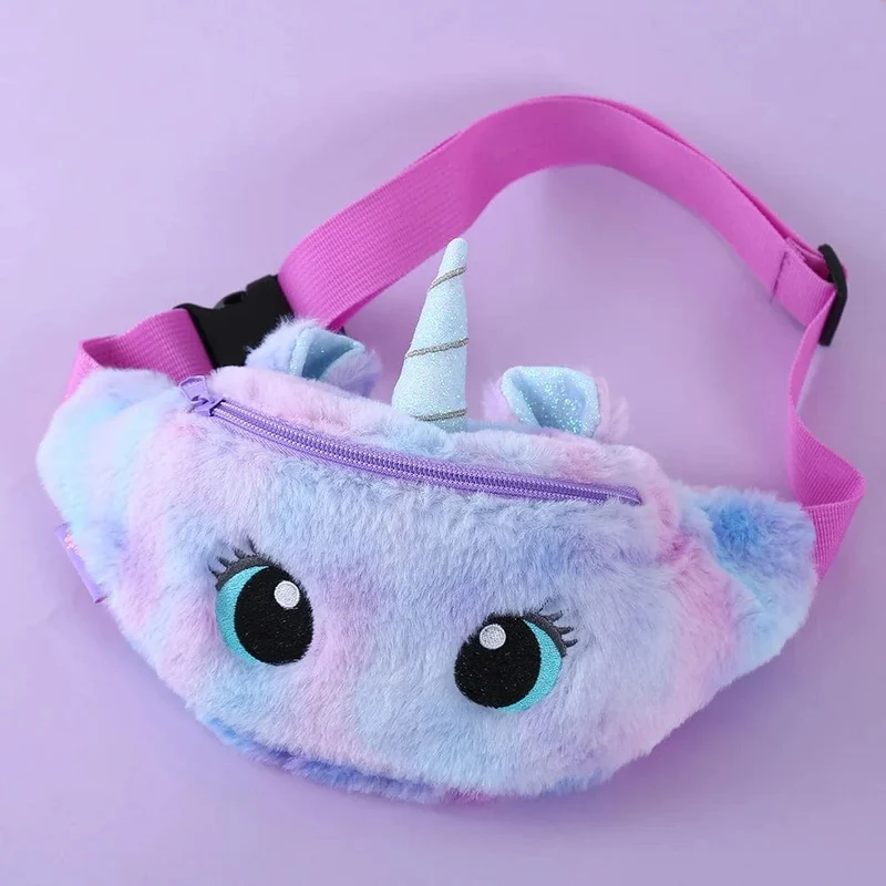 Kinder-Bauchtasche, süßes Einhorn-Plüschtier, Gürtel, Farbverlauf, Brusttasche, Cartoon-Münzengeldbörse, Reise-Brusttasche, Mädchen-Hüfttasche