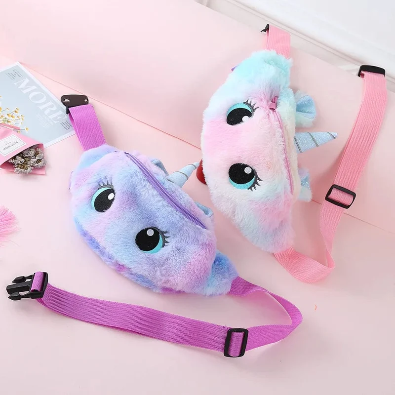 Kinder-Bauchtasche, süßes Einhorn-Plüschtier, Gürtel, Farbverlauf, Brusttasche, Cartoon-Münzengeldbörse, Reise-Brusttasche, Mädchen-Hüfttasche