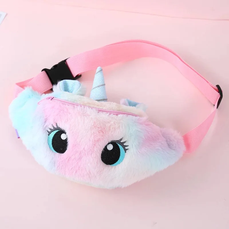 Kinder-Bauchtasche, süßes Einhorn-Plüschtier, Gürtel, Farbverlauf, Brusttasche, Cartoon-Münzengeldbörse, Reise-Brusttasche, Mädchen-Hüfttasche