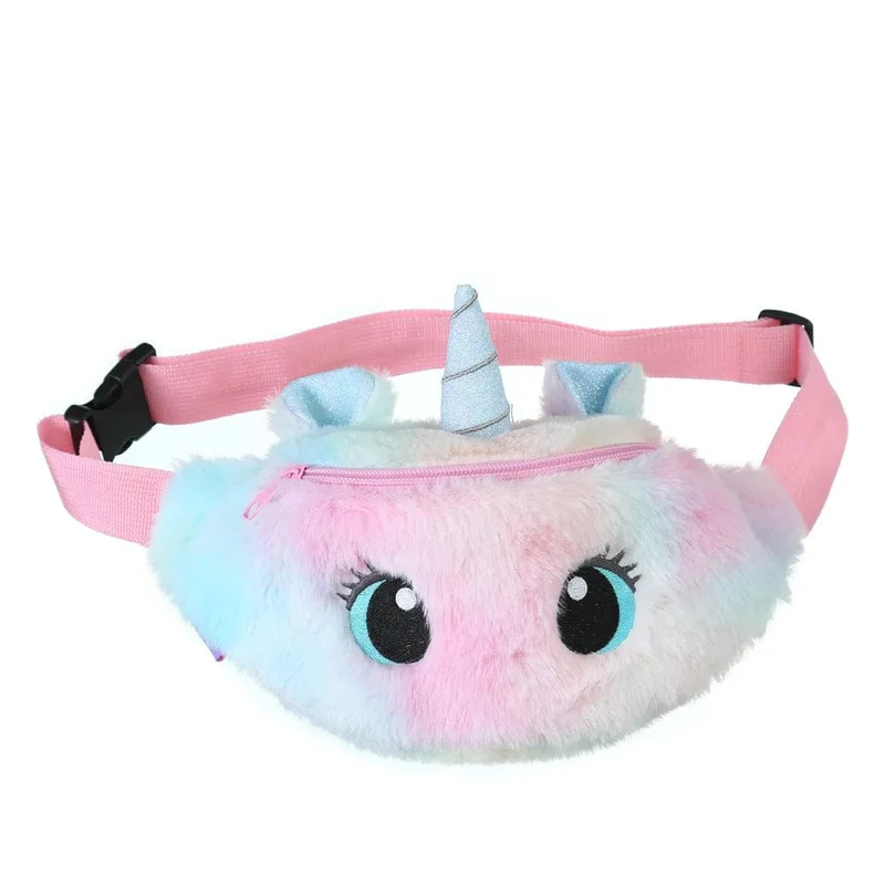 Kinder-Bauchtasche, süßes Einhorn-Plüschtier, Gürtel, Farbverlauf, Brusttasche, Cartoon-Münzengeldbörse, Reise-Brusttasche, Mädchen-Hüfttasche