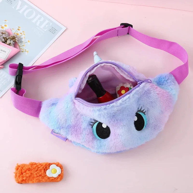 Kinder-Bauchtasche, süßes Einhorn-Plüschtier, Gürtel, Farbverlauf, Brusttasche, Cartoon-Münzengeldbörse, Reise-Brusttasche, Mädchen-Hüfttasche