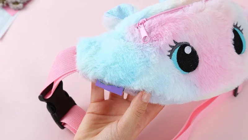 Kinder-Bauchtasche, süßes Einhorn-Plüschtier, Gürtel, Farbverlauf, Brusttasche, Cartoon-Münzengeldbörse, Reise-Brusttasche, Mädchen-Hüfttasche