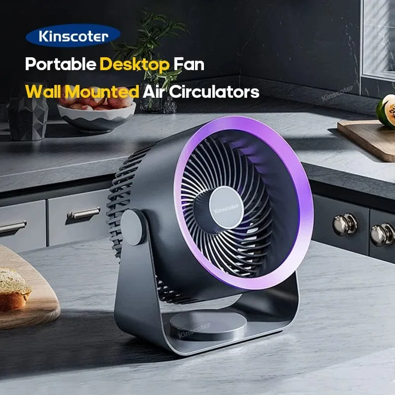 KINSCOTER Multifunktionaler elektrischer Ventilator-Umwälzventilator, kabellos, tragbar, leiser Ventilator für Zuhause, Schreibtisch, Wand, Deckenventilator, Luftkühler