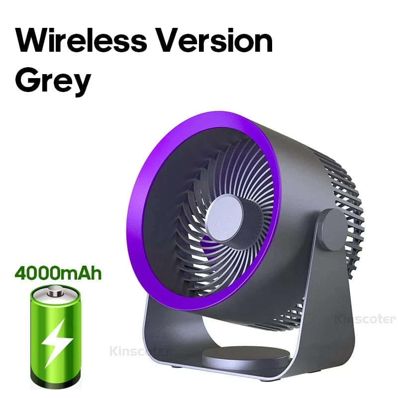 KINSCOTER Multifunktionaler elektrischer Ventilator-Umwälzventilator, kabellos, tragbar, leiser Ventilator für Zuhause, Schreibtisch, Wand, Deckenventilator, Luftkühler