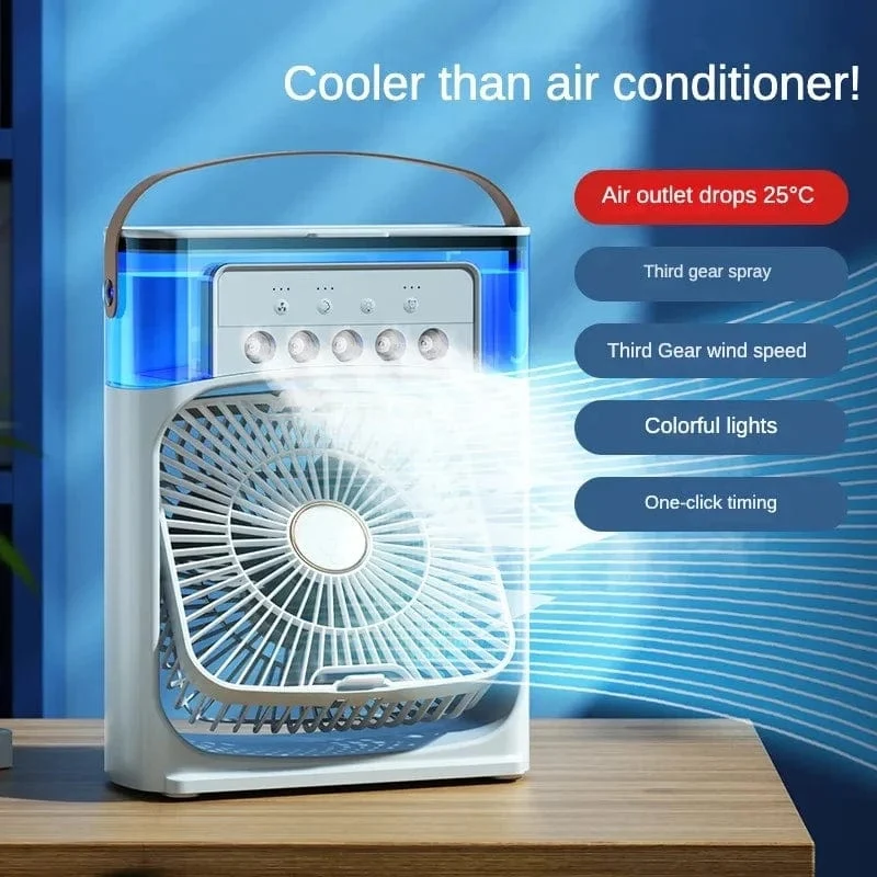 Tragbarer Luftbefeuchter-Ventilator, Klimaanlage, kleiner Haushaltsluftkühler, Hydrocooling, tragbare Lufteinstellung für das Büro, 3-Gang-Ventilator