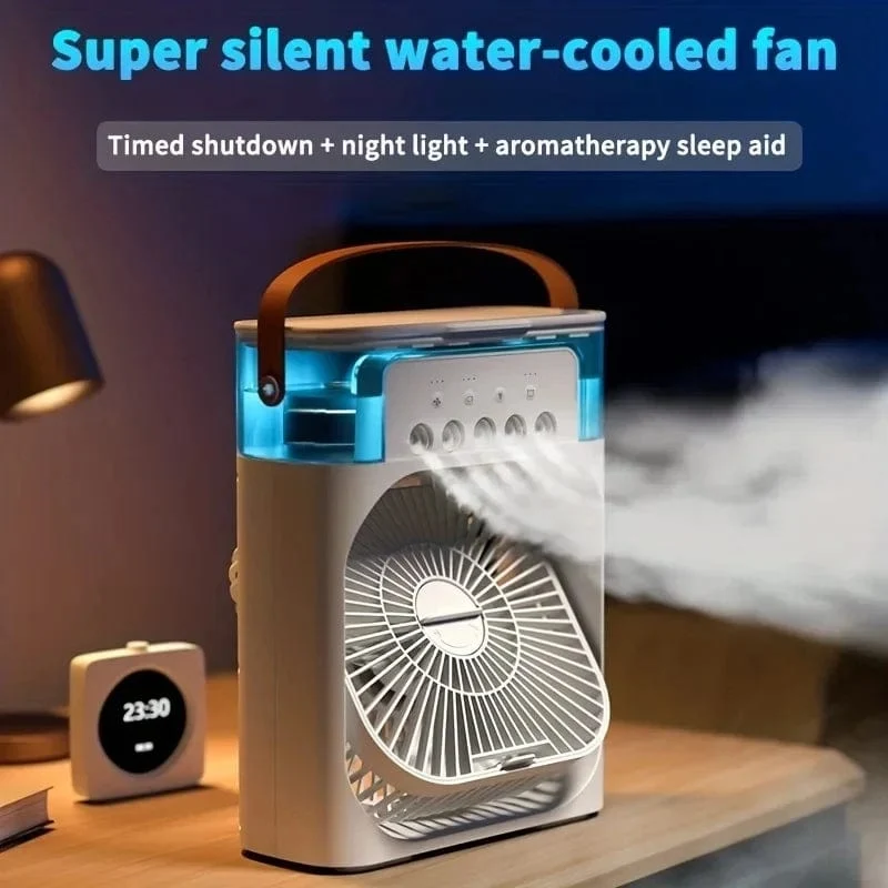 Tragbarer Luftbefeuchter-Ventilator, Klimaanlage, kleiner Haushaltsluftkühler, Hydrocooling, tragbare Lufteinstellung für das Büro, 3-Gang-Ventilator