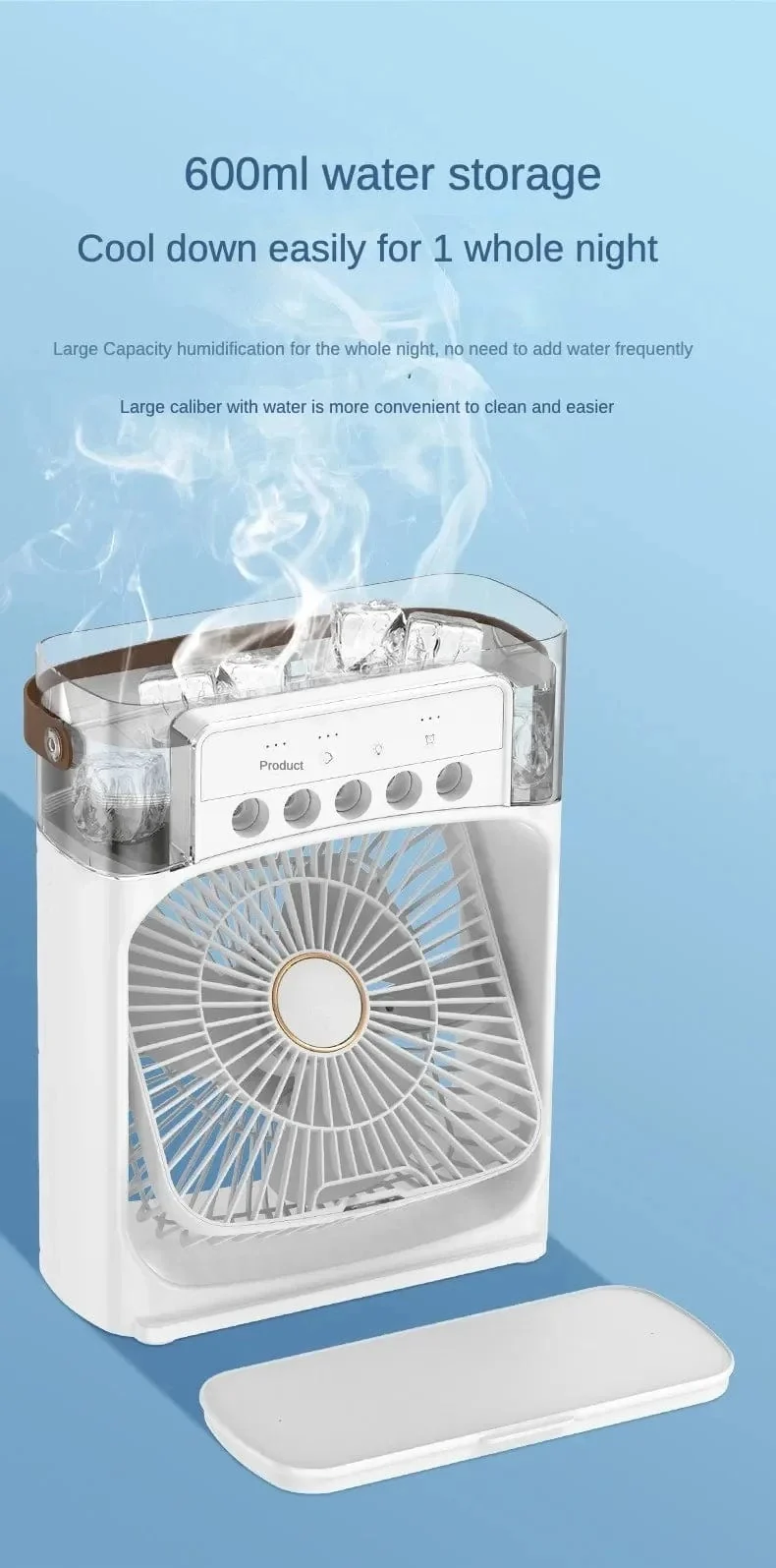 Tragbarer Luftbefeuchter-Ventilator, Klimaanlage, kleiner Haushaltsluftkühler, Hydrocooling, tragbare Lufteinstellung für das Büro, 3-Gang-Ventilator