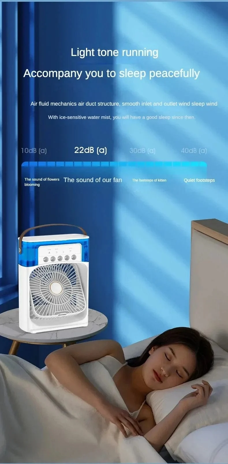 Tragbarer Luftbefeuchter-Ventilator, Klimaanlage, kleiner Haushaltsluftkühler, Hydrocooling, tragbare Lufteinstellung für das Büro, 3-Gang-Ventilator