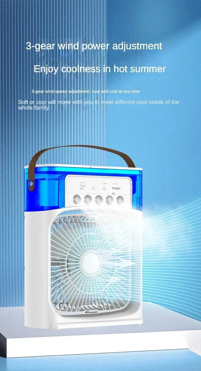 Tragbarer Luftbefeuchter-Ventilator, Klimaanlage, kleiner Haushaltsluftkühler, Hydrocooling, tragbare Lufteinstellung für das Büro, 3-Gang-Ventilator