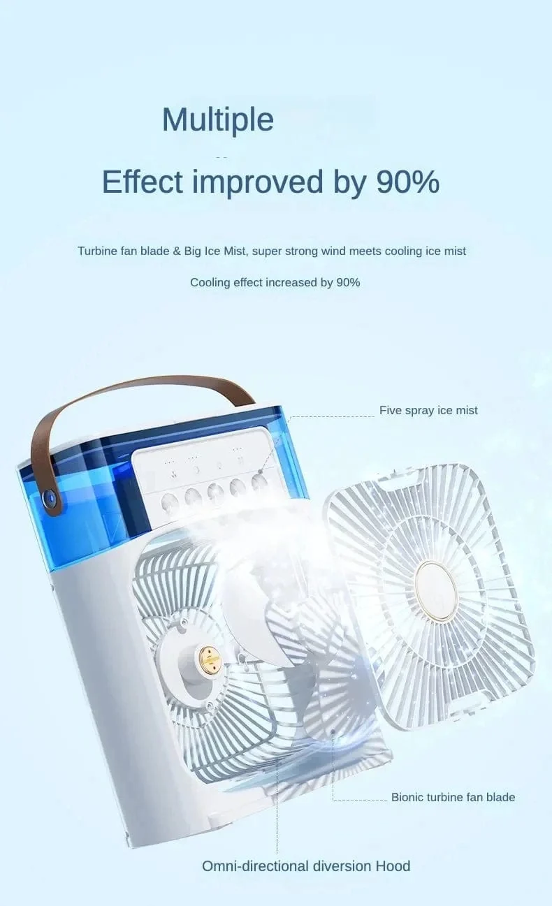 Tragbarer Luftbefeuchter-Ventilator, Klimaanlage, kleiner Haushaltsluftkühler, Hydrocooling, tragbare Lufteinstellung für das Büro, 3-Gang-Ventilator