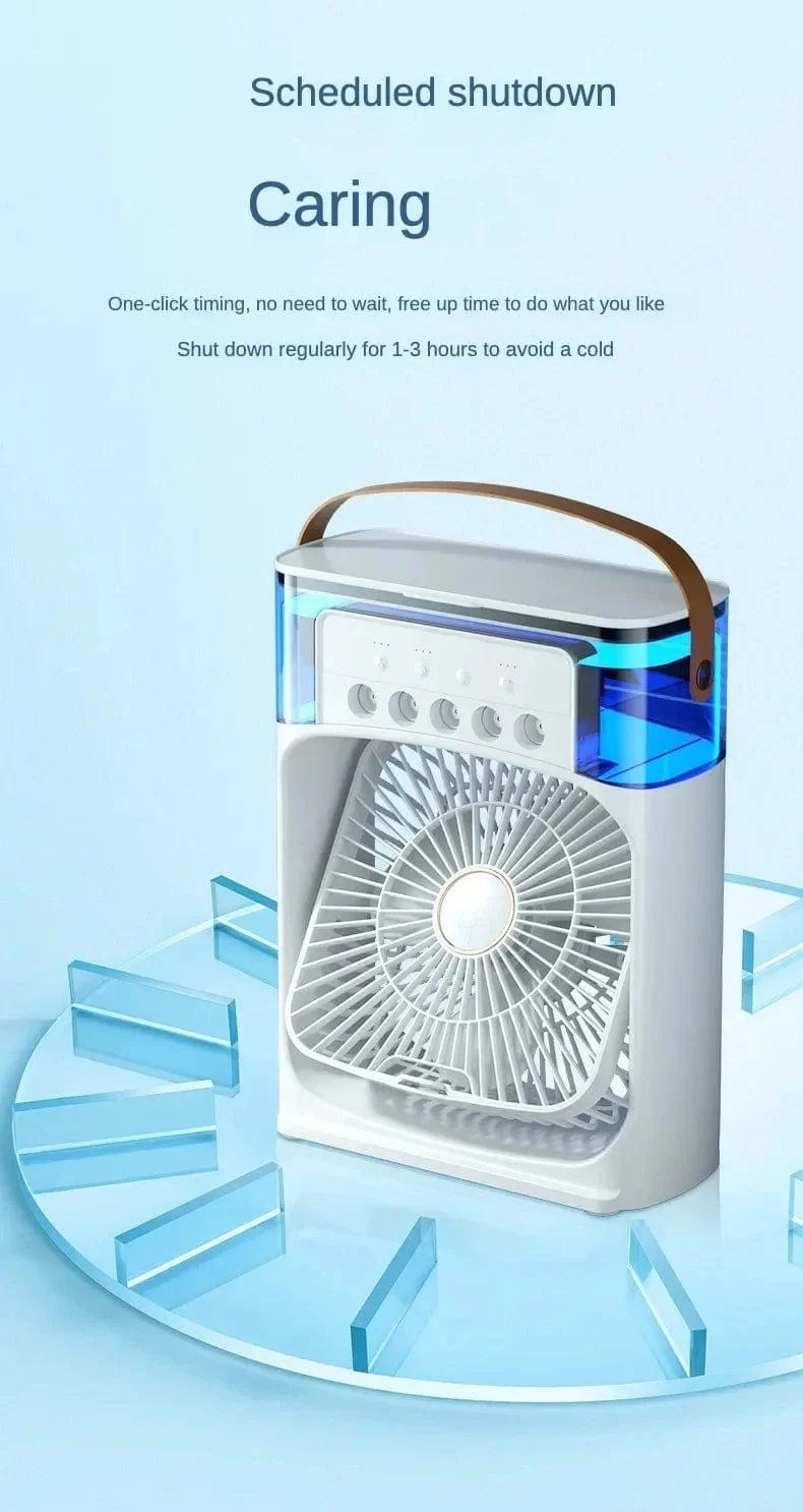 Tragbarer Luftbefeuchter-Ventilator, Klimaanlage, kleiner Haushaltsluftkühler, Hydrocooling, tragbare Lufteinstellung für das Büro, 3-Gang-Ventilator