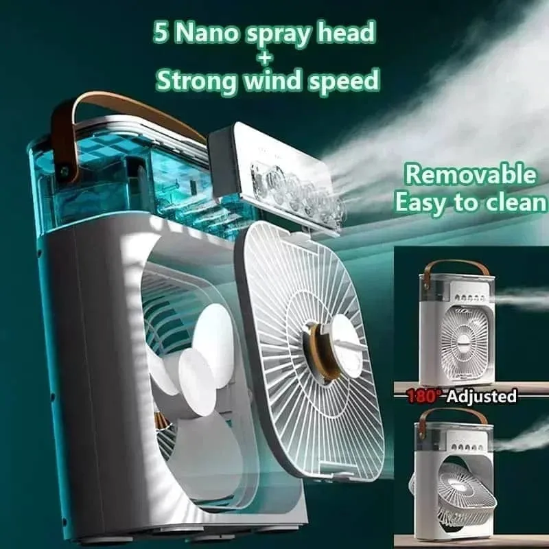 Neuer 3-in-1-Ventilator, Klimaanlage, Haushalts-Mini-Luftkühler, LED-Nachtlicht, tragbarer Luftbefeuchter, Lufteinstellungsventilator, Büro-/Heimventilator