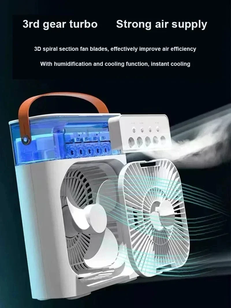 Neuer 3-in-1-Ventilator, Klimaanlage, Haushalts-Mini-Luftkühler, LED-Nachtlicht, tragbarer Luftbefeuchter, Lufteinstellungsventilator, Büro-/Heimventilator