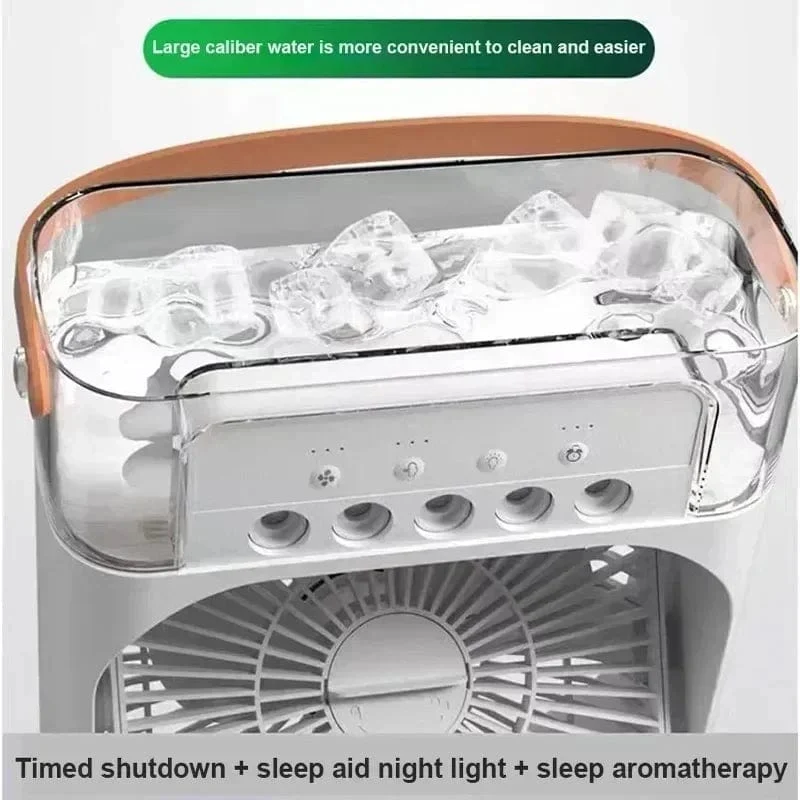 Neuer 3-in-1-Ventilator, Klimaanlage, Haushalts-Mini-Luftkühler, LED-Nachtlicht, tragbarer Luftbefeuchter, Lufteinstellungsventilator, Büro-/Heimventilator