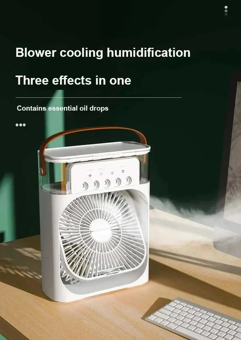 Neuer 3-in-1-Ventilator, Klimaanlage, Haushalts-Mini-Luftkühler, LED-Nachtlicht, tragbarer Luftbefeuchter, Lufteinstellungsventilator, Büro-/Heimventilator