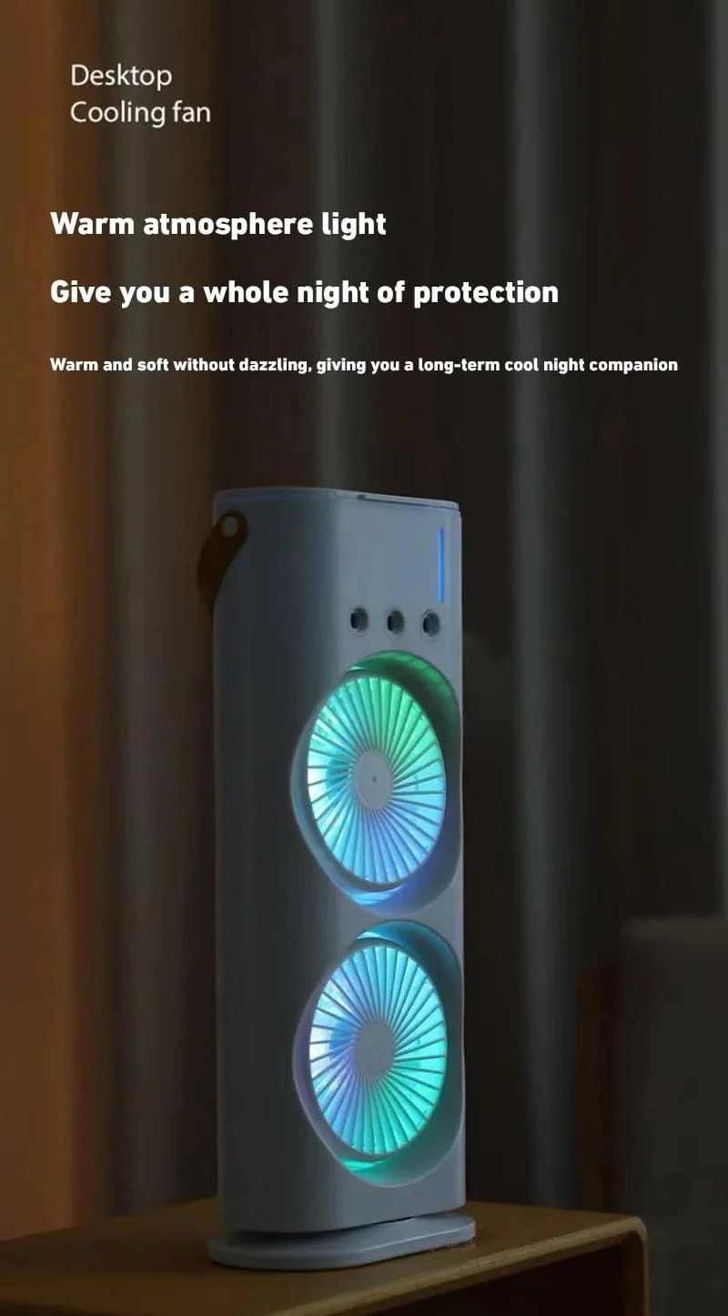 Xiaomi Neuer Sprüh-Klimaanlagenlüfter Grenzüberschreitender Kältelüfter Tragbarer Haushaltslüfter Desktop-Minilüfter mit Licht