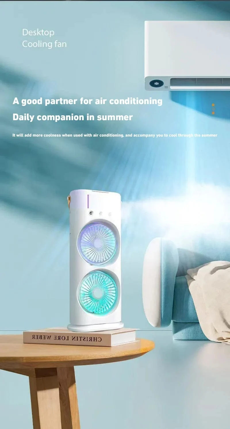Xiaomi Neuer Sprüh-Klimaanlagenlüfter Grenzüberschreitender Kältelüfter Tragbarer Haushaltslüfter Desktop-Minilüfter mit Licht