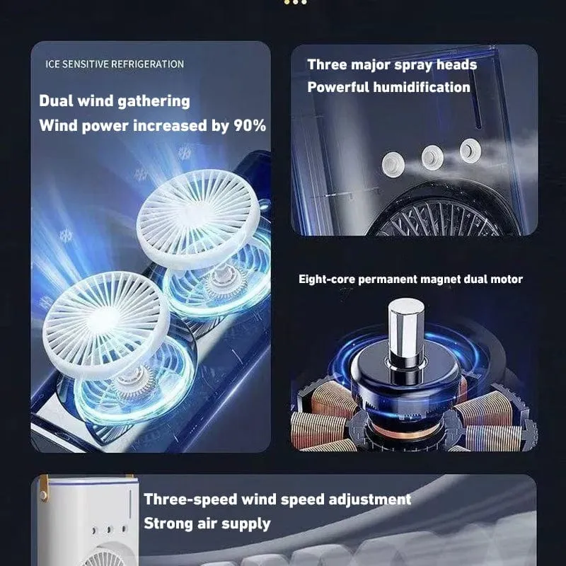 Xiaomi Neuer Sprüh-Klimaanlagenlüfter Grenzüberschreitender Kältelüfter Tragbarer Haushaltslüfter Desktop-Minilüfter mit Licht
