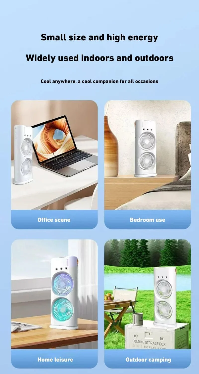 Xiaomi Neuer Sprüh-Klimaanlagenlüfter Grenzüberschreitender Kältelüfter Tragbarer Haushaltslüfter Desktop-Minilüfter mit Licht