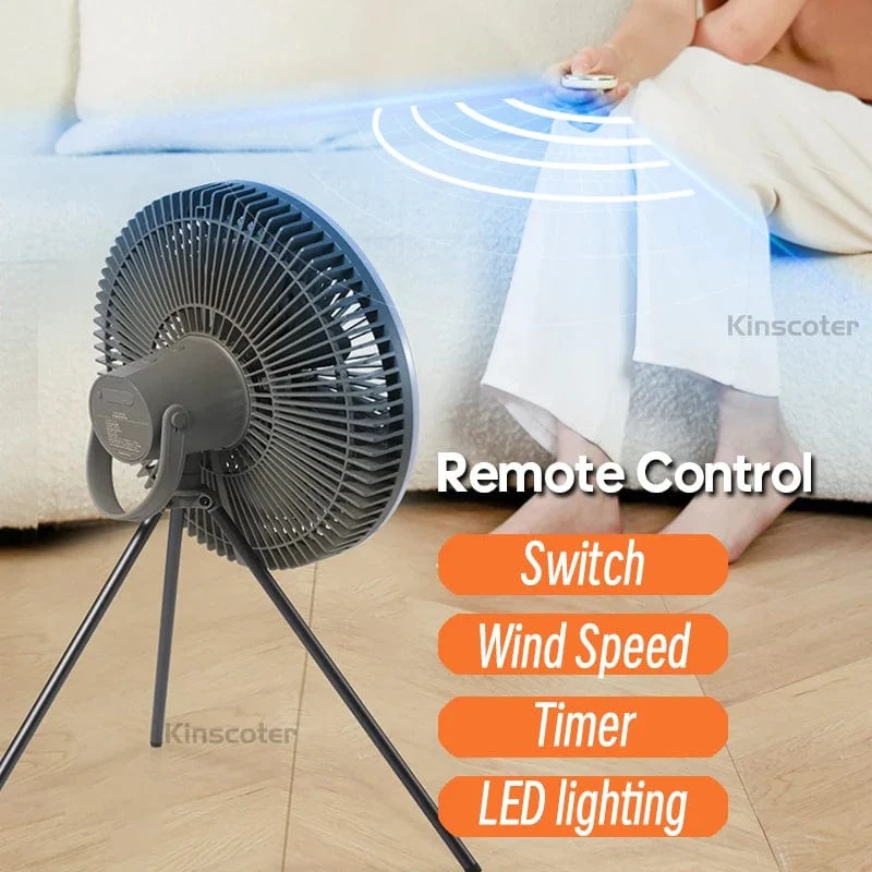 KINSCOTER 10000 mAh Camping-Ventilator für den Außenbereich, großer 11-Zoll-Deckenventilator mit LED-Beleuchtung, multifunktionaler Luftzirkulator-Kühlventilator