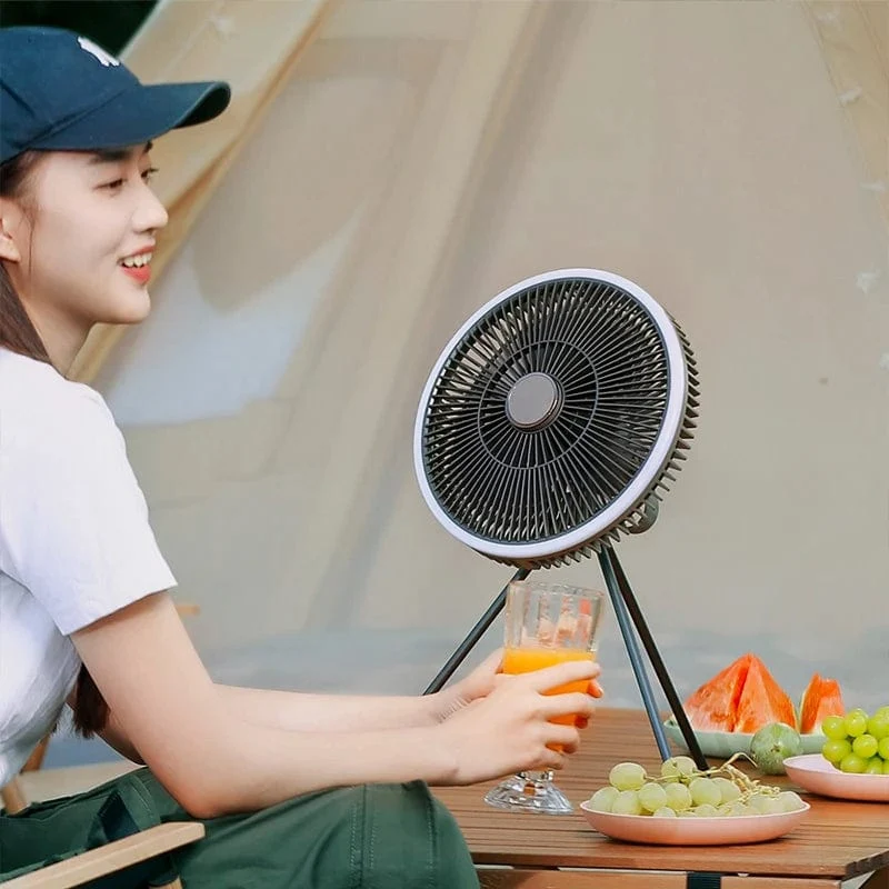 KINSCOTER 10000 mAh Camping-Ventilator für den Außenbereich, großer 11-Zoll-Deckenventilator mit LED-Beleuchtung, multifunktionaler Luftzirkulator-Kühlventilator