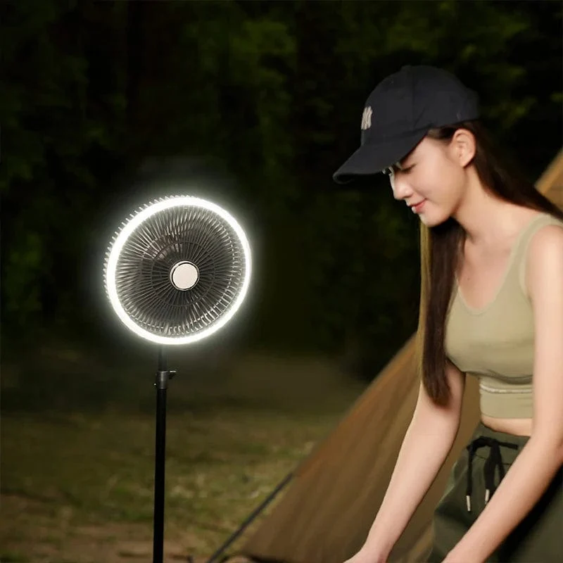 KINSCOTER 10000 mAh Camping-Ventilator für den Außenbereich, großer 11-Zoll-Deckenventilator mit LED-Beleuchtung, multifunktionaler Luftzirkulator-Kühlventilator