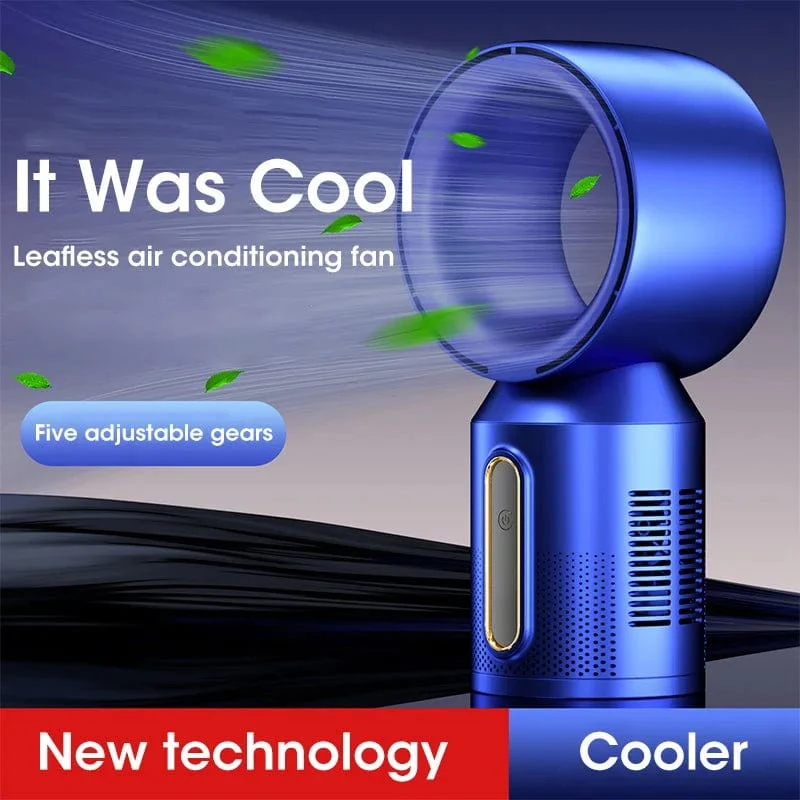Elektrischer Tischventilator ohne Flügel, Tischventilator, 5-Gang-Turmventilator für Babykühler, Klimaanlage, wiederaufladbarer USB-Kühlventilator