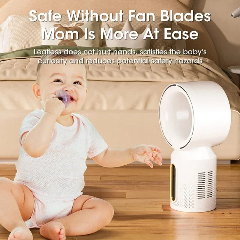 Elektrischer Tischventilator ohne Flügel, Tischventilator, 5-Gang-Turmventilator für Babykühler, Klimaanlage, wiederaufladbarer USB-Kühlventilator