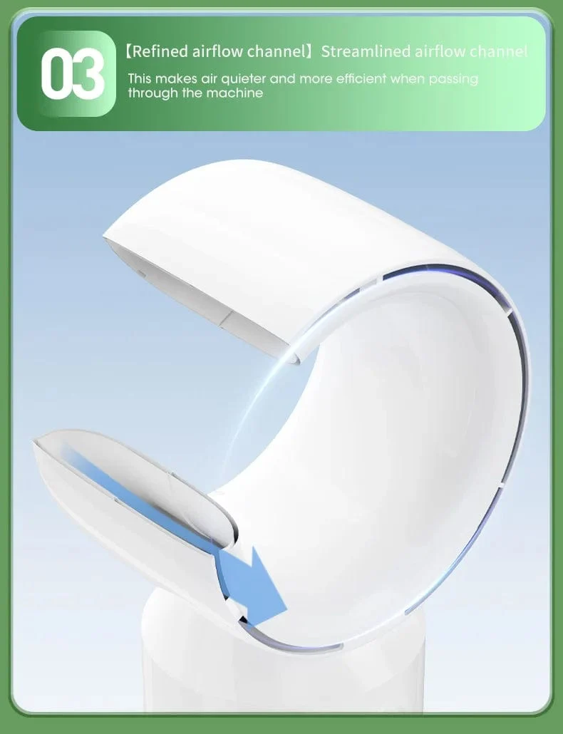 Elektrischer Tischventilator ohne Flügel, Tischventilator, 5-Gang-Turmventilator für Babykühler, Klimaanlage, wiederaufladbarer USB-Kühlventilator