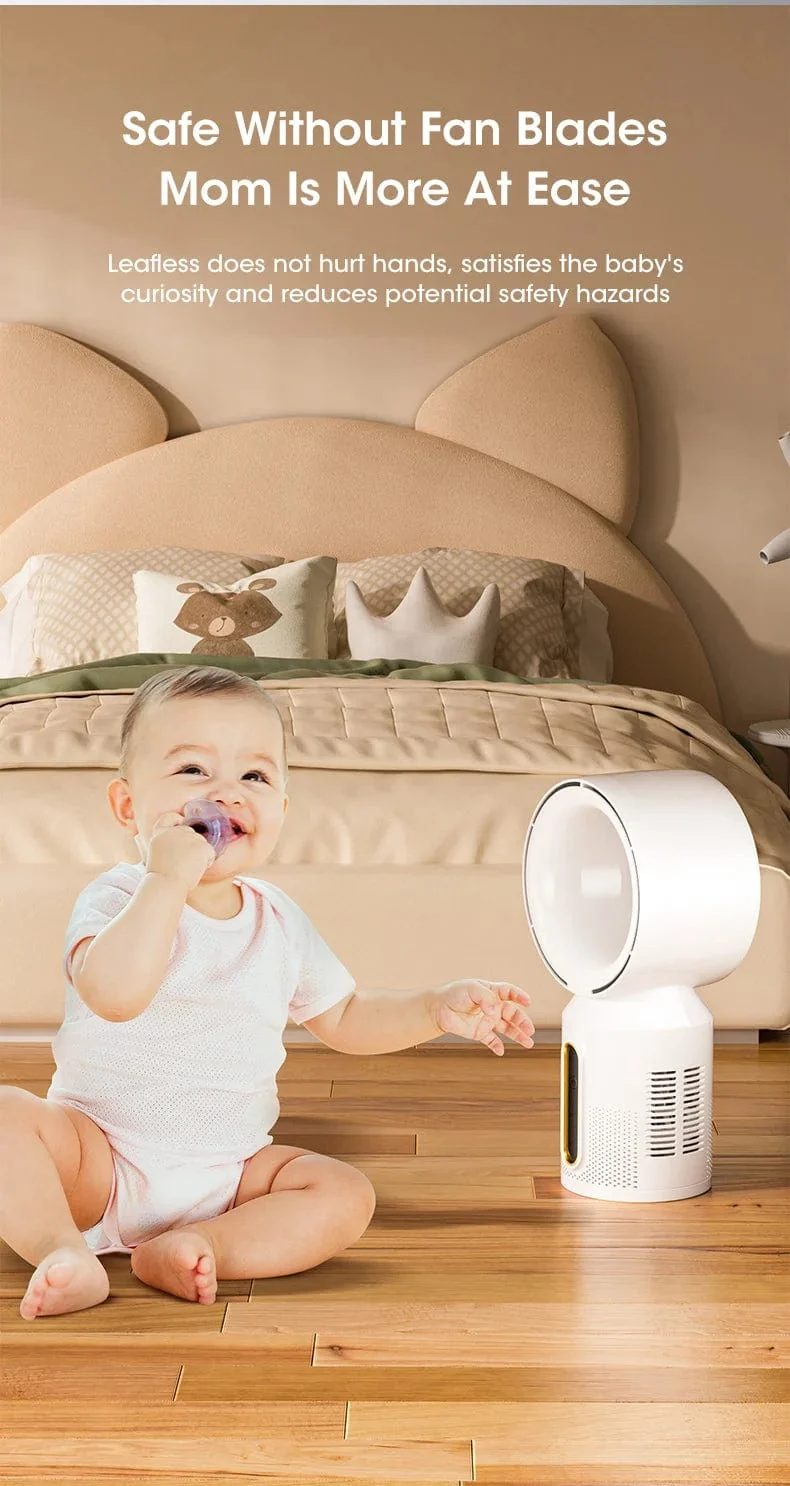 Elektrischer Tischventilator ohne Flügel, Tischventilator, 5-Gang-Turmventilator für Babykühler, Klimaanlage, wiederaufladbarer USB-Kühlventilator