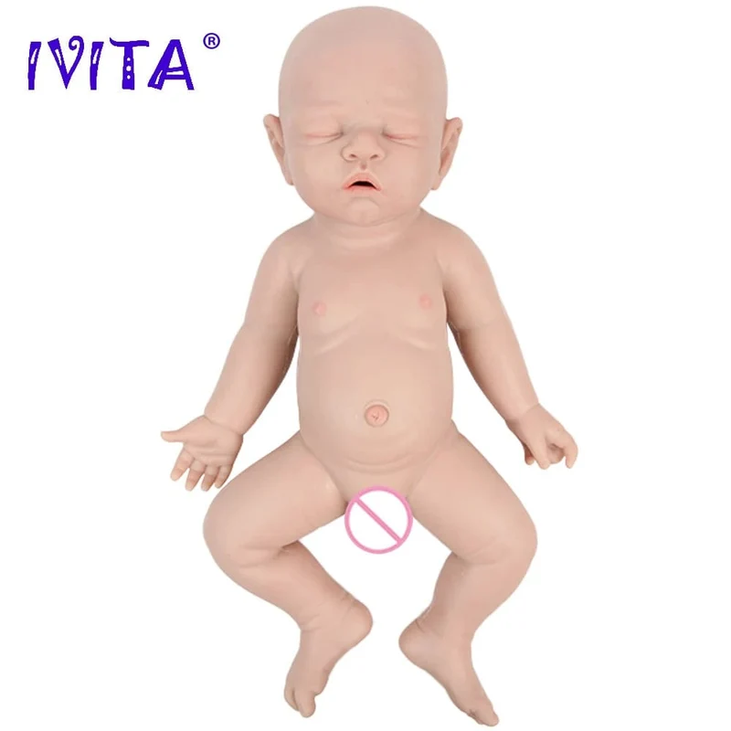 IVITA WB1528 43cm 2508g 100% Ganzkörper-Silikon Reborn Babypuppe Realistisches weiches Babyspielzeug mit Kleidung für Kinder Puppen Geschenk