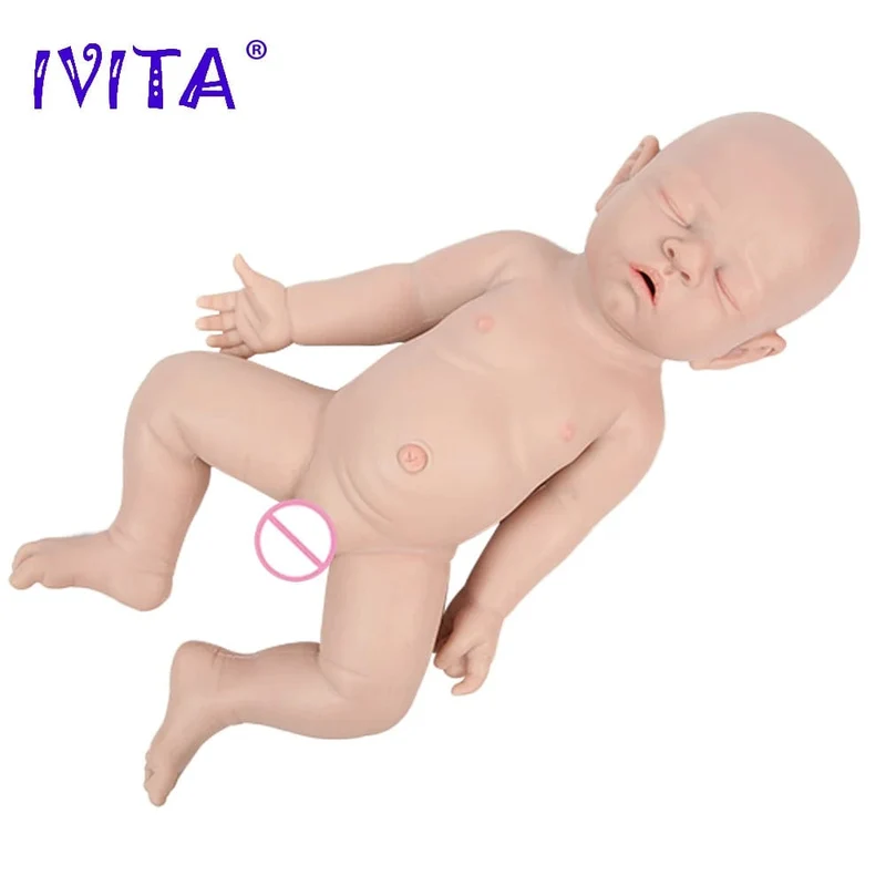 IVITA WB1528 43cm 2508g 100% Ganzkörper-Silikon Reborn Babypuppe Realistisches weiches Babyspielzeug mit Kleidung für Kinder Puppen Geschenk
