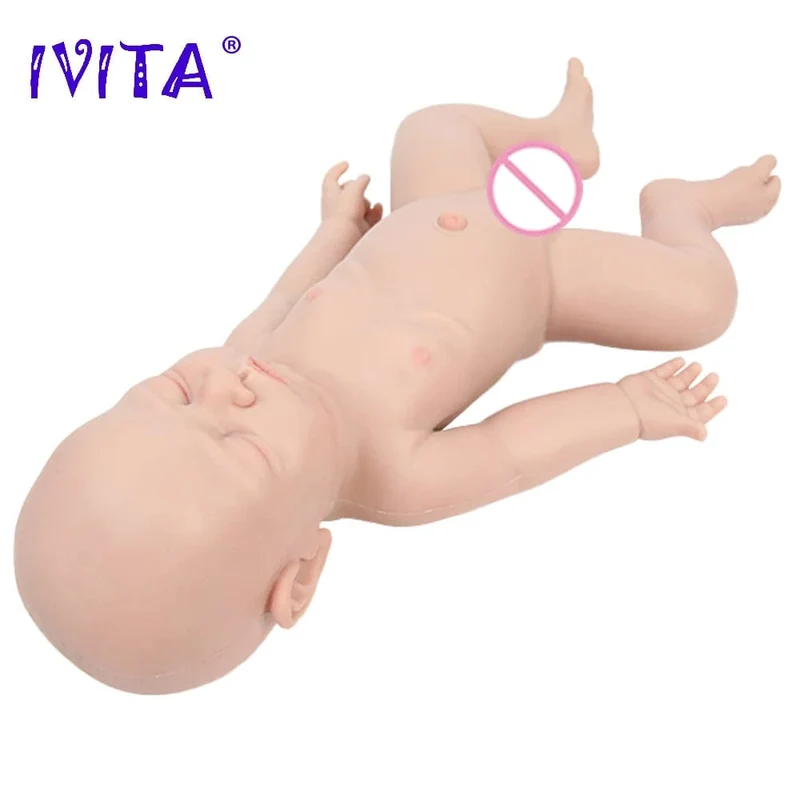 IVITA WB1528 43cm 2508g 100% Ganzkörper-Silikon Reborn Babypuppe Realistisches weiches Babyspielzeug mit Kleidung für Kinder Puppen Geschenk