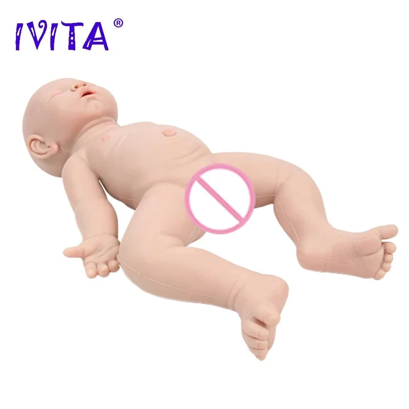 IVITA WB1528 43cm 2508g 100% Ganzkörper-Silikon Reborn Babypuppe Realistisches weiches Babyspielzeug mit Kleidung für Kinder Puppen Geschenk