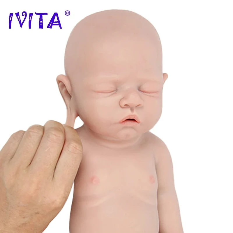 IVITA WB1528 43cm 2508g 100% Ganzkörper-Silikon Reborn Babypuppe Realistisches weiches Babyspielzeug mit Kleidung für Kinder Puppen Geschenk