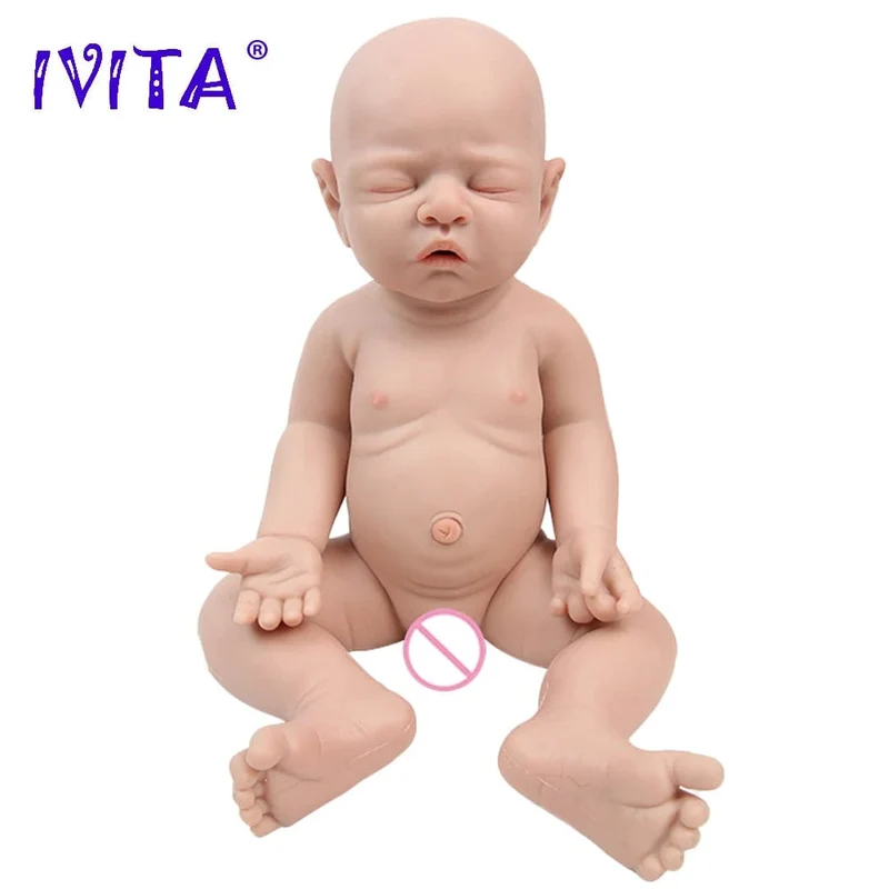 IVITA WB1528 43cm 2508g 100% Ganzkörper-Silikon Reborn Babypuppe Realistisches weiches Babyspielzeug mit Kleidung für Kinder Puppen Geschenk