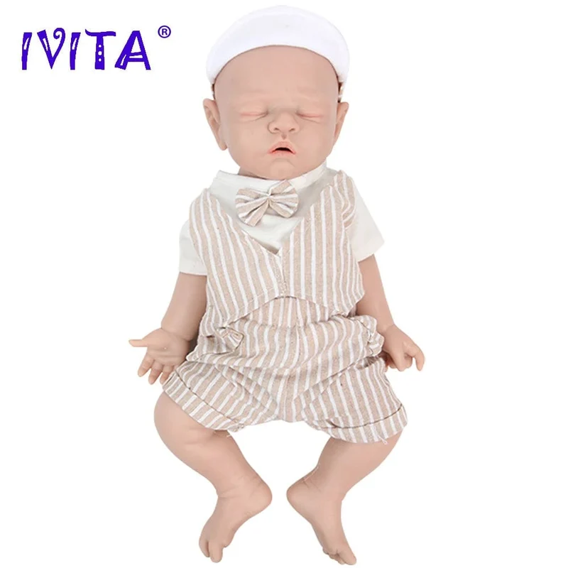 IVITA WB1528 43cm 2508g 100% Ganzkörper-Silikon Reborn Babypuppe Realistisches weiches Babyspielzeug mit Kleidung für Kinder Puppen Geschenk