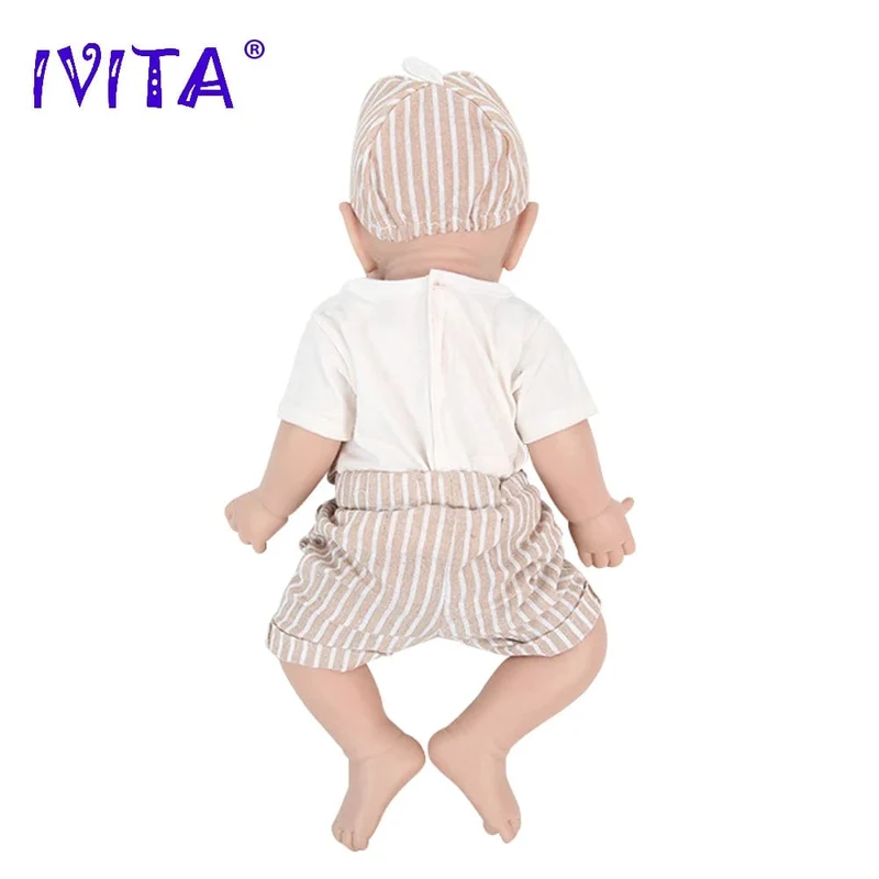 IVITA WB1528 43cm 2508g 100% Ganzkörper-Silikon Reborn Babypuppe Realistisches weiches Babyspielzeug mit Kleidung für Kinder Puppen Geschenk