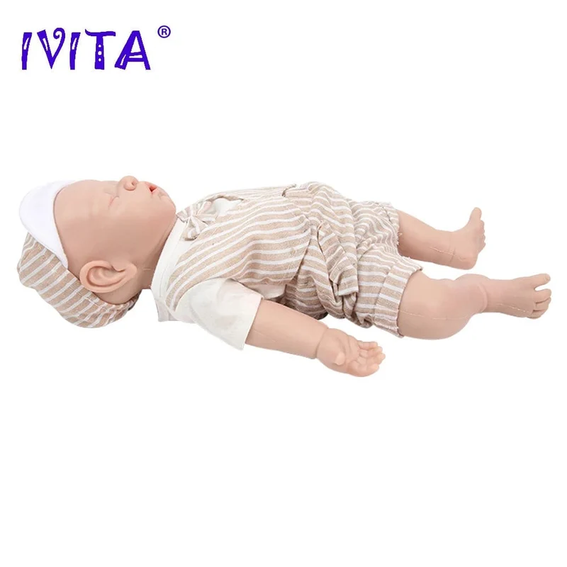 IVITA WB1528 43cm 2508g 100% Ganzkörper-Silikon Reborn Babypuppe Realistisches weiches Babyspielzeug mit Kleidung für Kinder Puppen Geschenk
