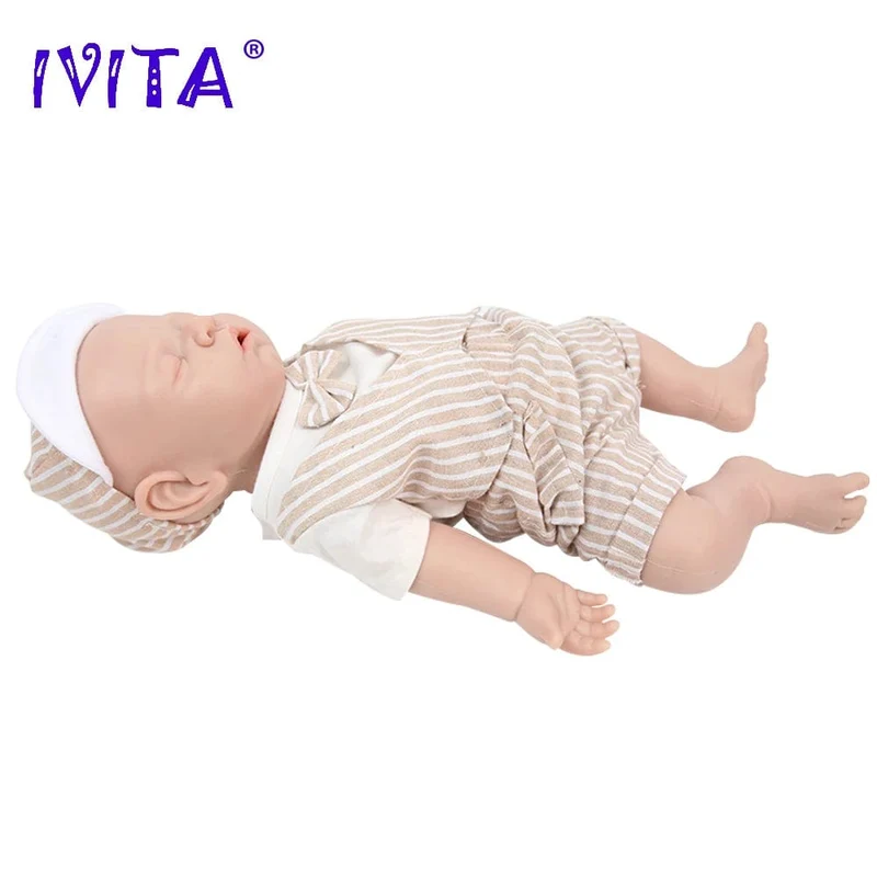 IVITA WB1528 43cm 2508g 100% Ganzkörper-Silikon Reborn Babypuppe Realistisches weiches Babyspielzeug mit Kleidung für Kinder Puppen Geschenk
