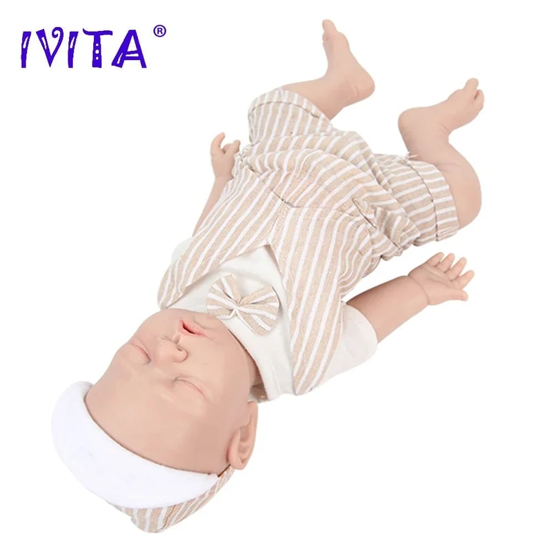 IVITA WB1528 43cm 2508g 100% Ganzkörper-Silikon Reborn Babypuppe Realistisches weiches Babyspielzeug mit Kleidung für Kinder Puppen Geschenk