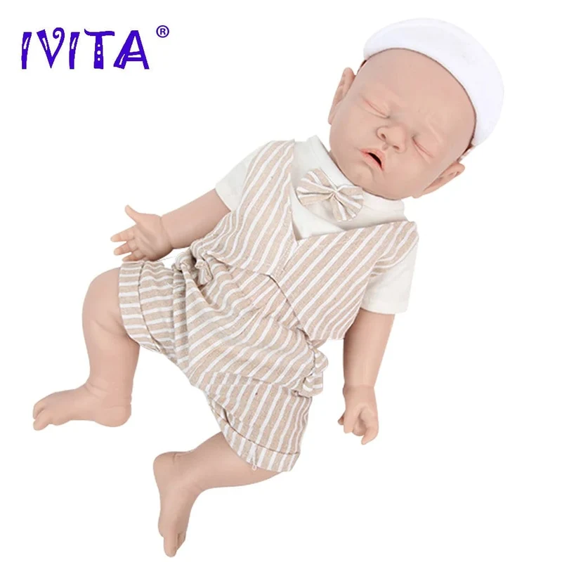 IVITA WB1528 43cm 2508g 100% Ganzkörper-Silikon Reborn Babypuppe Realistisches weiches Babyspielzeug mit Kleidung für Kinder Puppen Geschenk