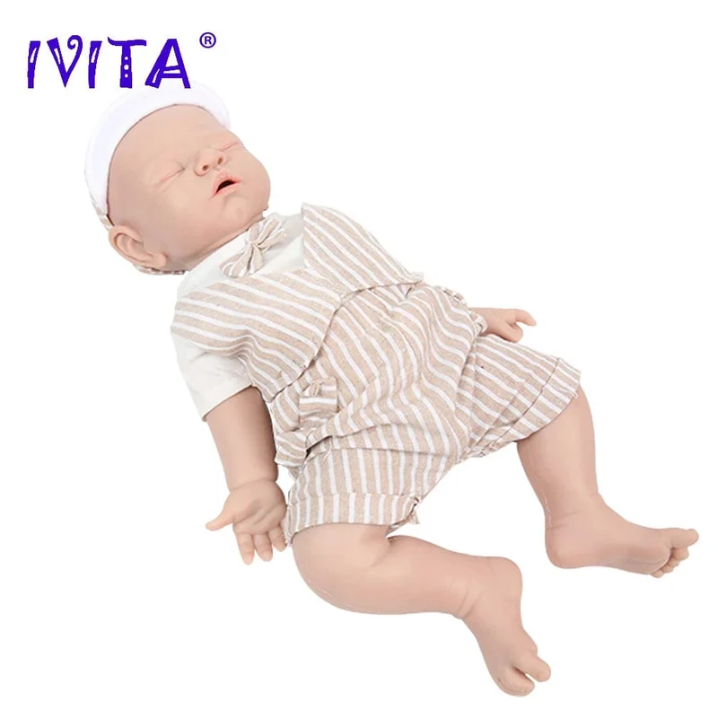 IVITA WB1528 43cm 2508g 100% Ganzkörper-Silikon Reborn Babypuppe Realistisches weiches Babyspielzeug mit Kleidung für Kinder Puppen Geschenk