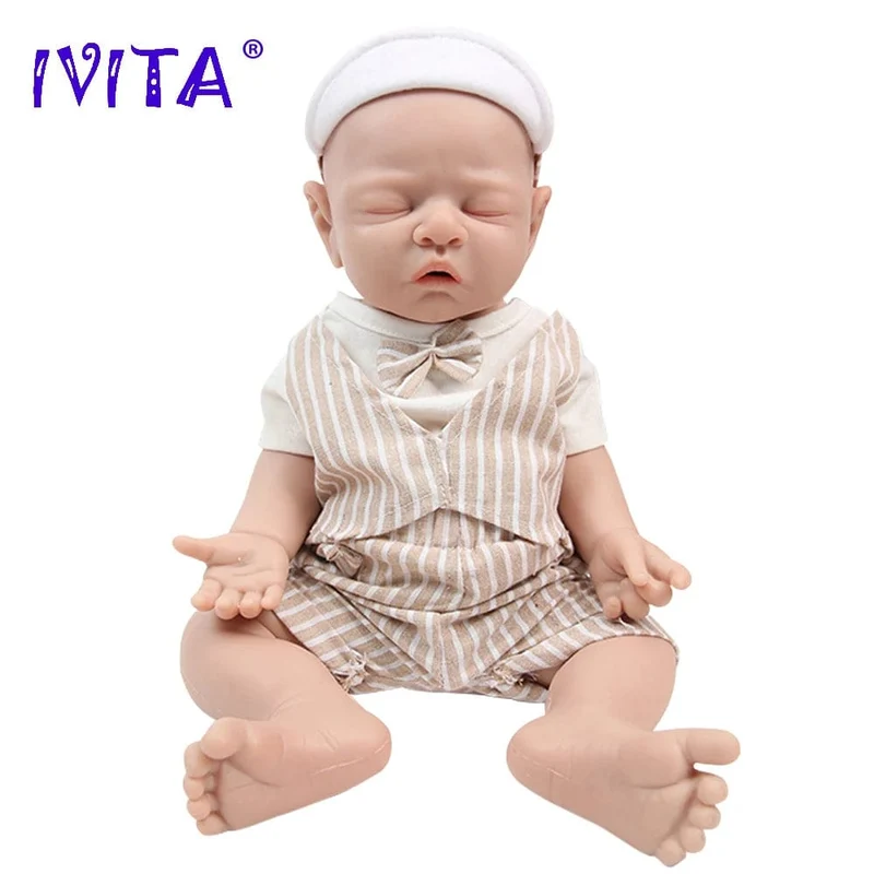 IVITA WB1528 43cm 2508g 100% Ganzkörper-Silikon Reborn Babypuppe Realistisches weiches Babyspielzeug mit Kleidung für Kinder Puppen Geschenk