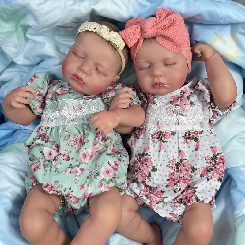 50CM Fertige Reborn Baby Puppen LouLou Twins Mädchen Lebensechte Silikon Vinyl Neugeborenen 3D Haut Sichtbare Adern DIY Spielzeug Für Mädchen
