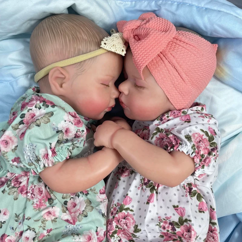 50CM Fertige Reborn Baby Puppen LouLou Twins Mädchen Lebensechte Silikon Vinyl Neugeborenen 3D Haut Sichtbare Adern DIY Spielzeug Für Mädchen
