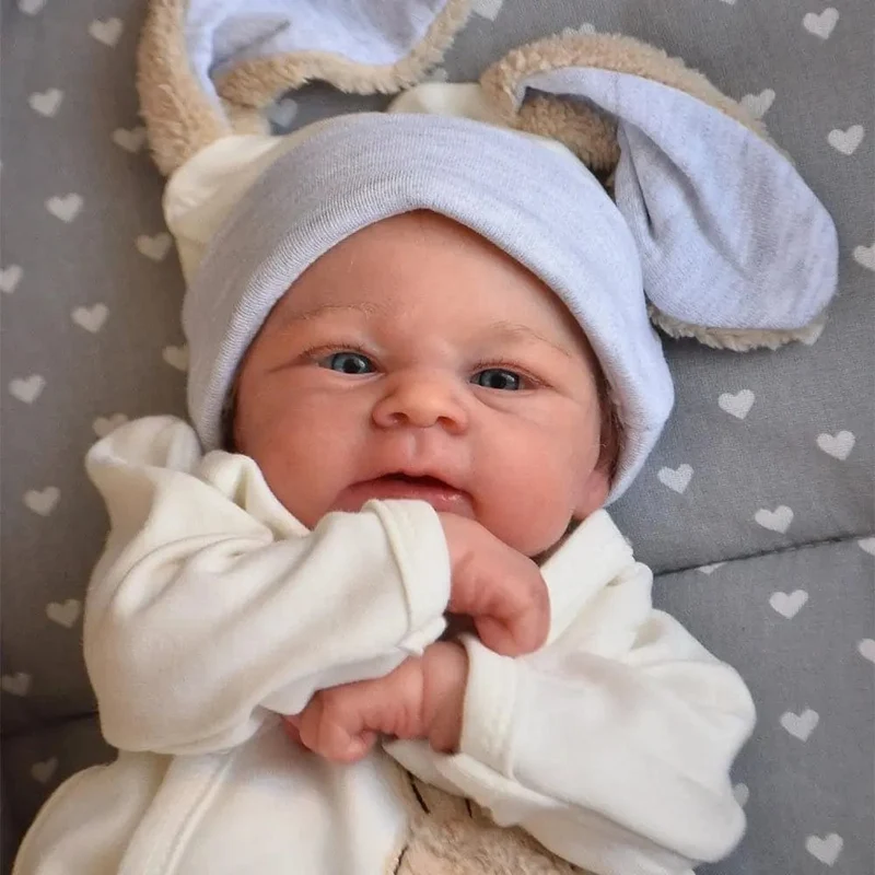NPK 19 Zoll Elijah Neugeborenes Baby, bereits bemalte fertige Puppe, waches Reborn-Baby, Größe 3D-Haut, sichtbare Adern, Sammler-Kunstpuppe