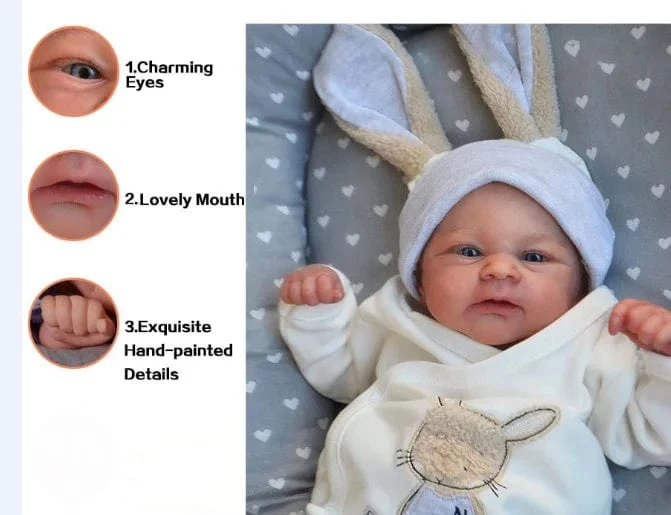 NPK 19 Zoll Elijah Neugeborenes Baby, bereits bemalte fertige Puppe, waches Reborn-Baby, Größe 3D-Haut, sichtbare Adern, Sammler-Kunstpuppe