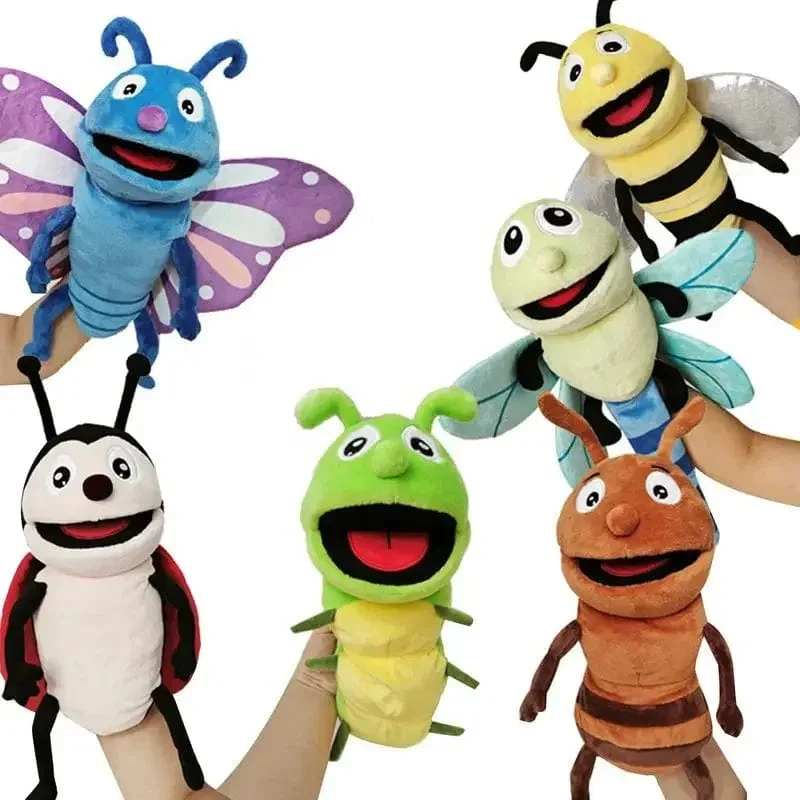 Handpuppen Kinderspielzeug Plüsch Insekten Tier Raupe Marienkäfer Handpuppen Puppe Familie Geschichtenerzählen Rollenspiele Fingerspielzeug
