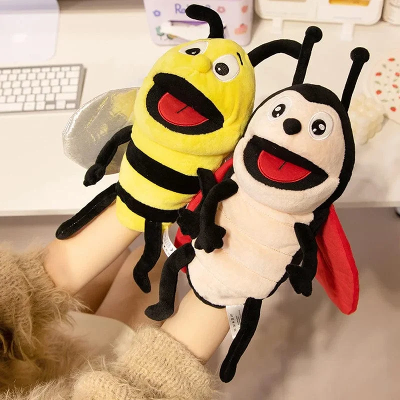 Handpuppen Kinderspielzeug Plüsch Insekten Tier Raupe Marienkäfer Handpuppen Puppe Familie Geschichtenerzählen Rollenspiele Fingerspielzeug